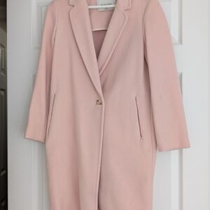 Babaton Soft Blush Pink Single-Button Trench Coat